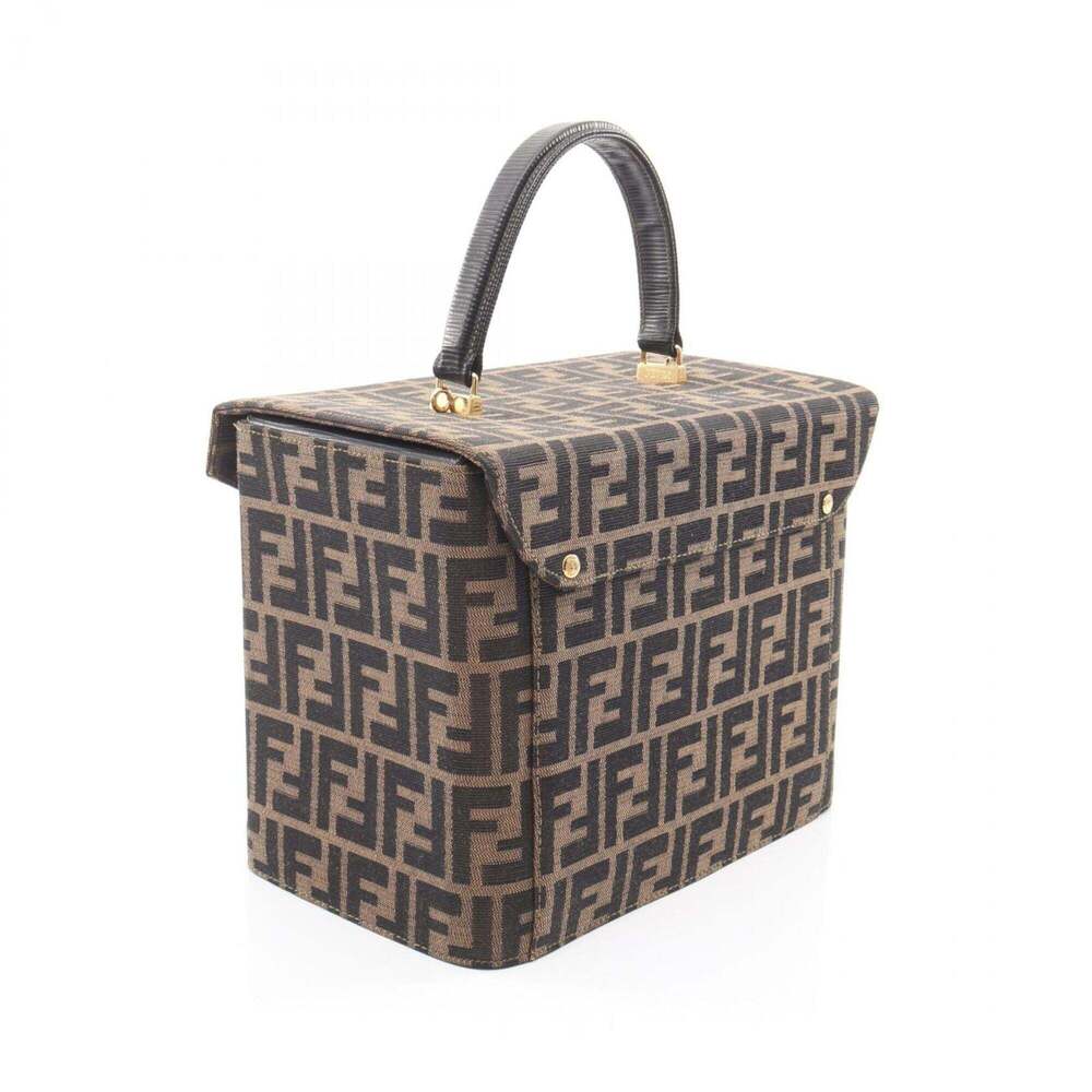 Fendi Zucca handbag, canvas and leather, women's, brown black. - Picture 2 of 7